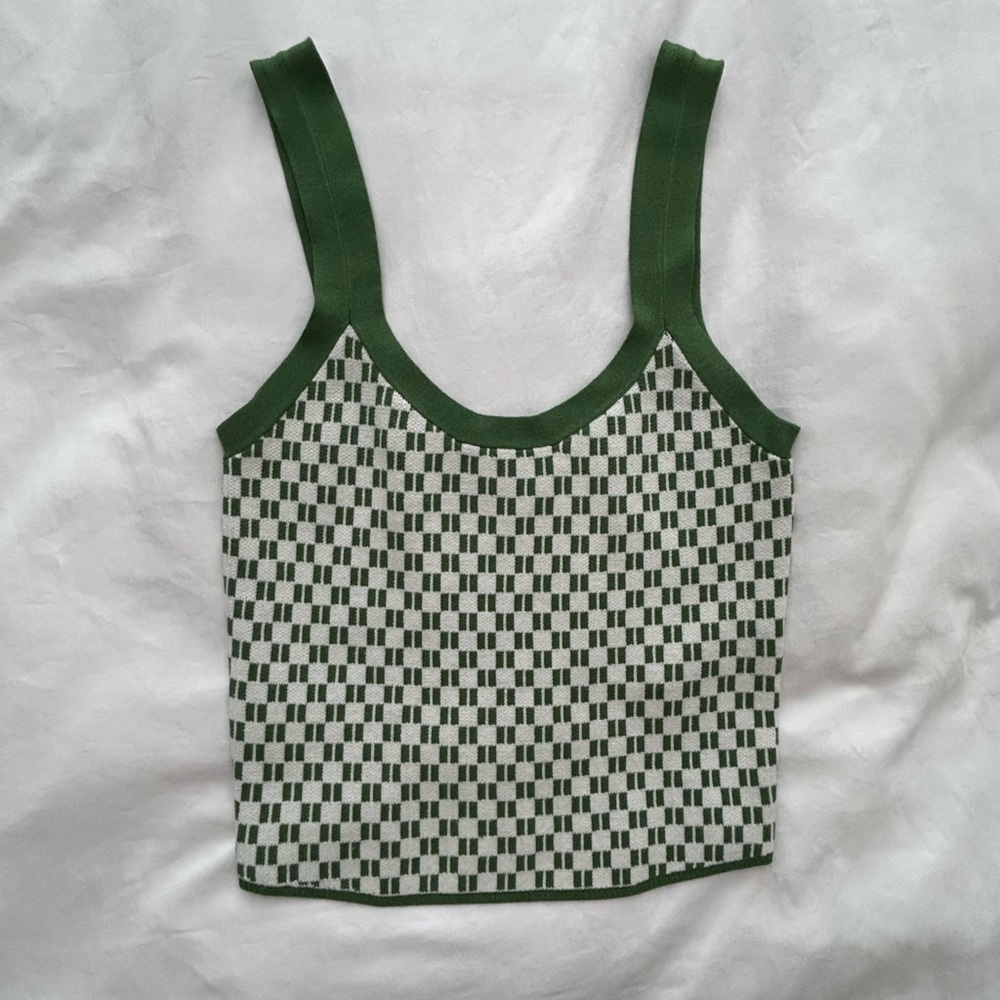 Abercrombie green checkered top